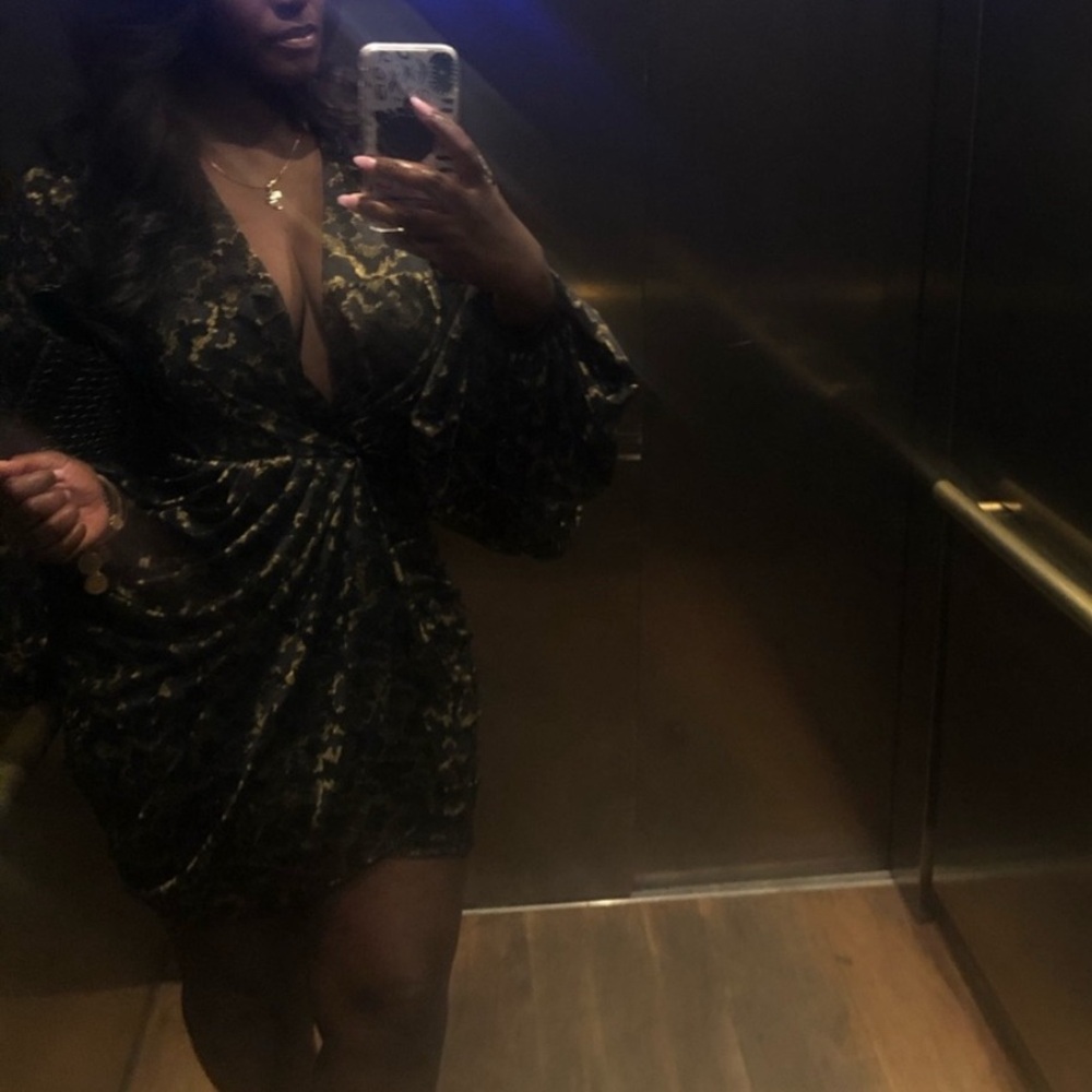 House of CB Black and Gold Puff Sleeve Mini Dress - Picture 10 of 10